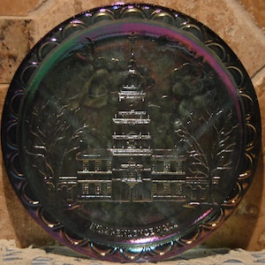 Blue Carnival Glass American Bicentennial Plate By Indiana Glass~Collector&#39;s Edition~