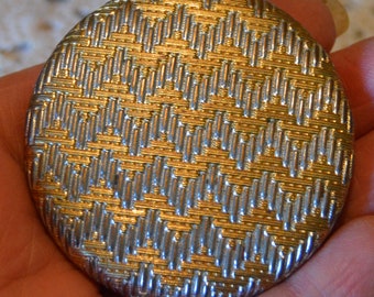 Vintage Estee Lauder Mirrored Compact Case With Powder Puff~2 1/4" In Diameter~Gorgeous Woven Design