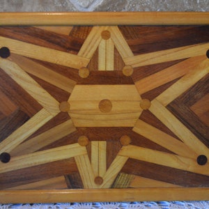 Art Deco Geometric Marquestry Wood Tray~15&quot; x 10 3/4&quot; x 7/8&quot;~Amazing Work~Not Signed~Beautiful!