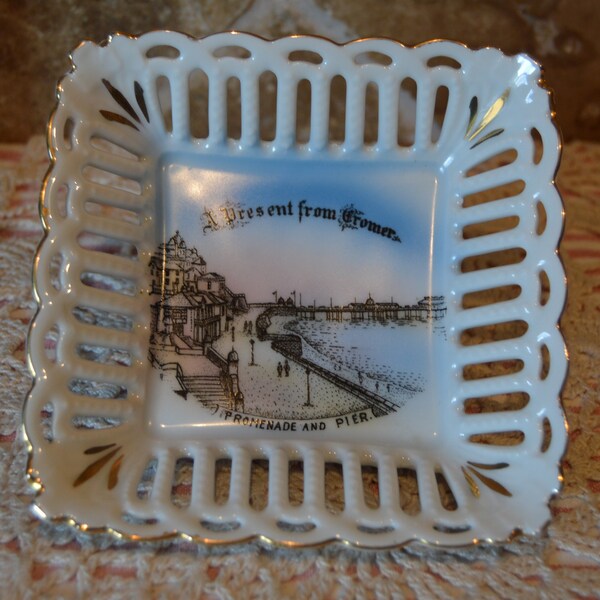 Trinket Dish From Cromer Promenade And Pier~Gold Trimmed Edges~North Norfolk, UK~Ring Dish