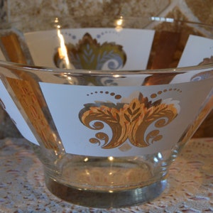 Anchor Hocking Fleur de Lis Large Serving Bowl~Salad Bowl~Mid Century Modern~Heavy~Minor Scratches On Graphics