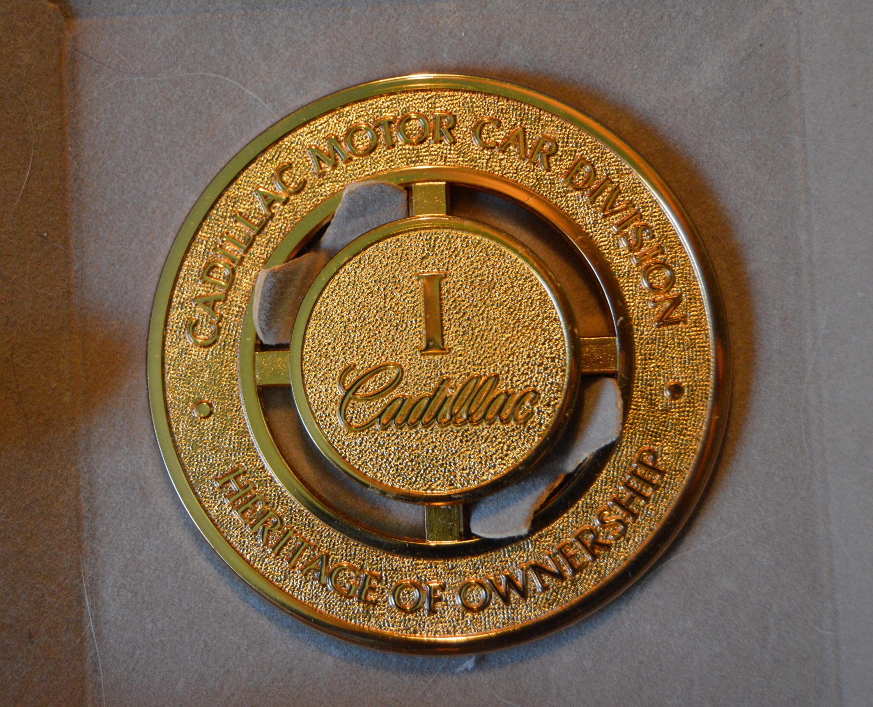 The Heritage of Ownership Medallion~cadillac~for 1989 De Ville or