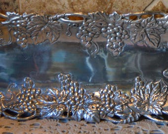 1995 Arthur Court Grape Tray~About 19" x 6"~Aluminum Tray~Great For Entry Table
