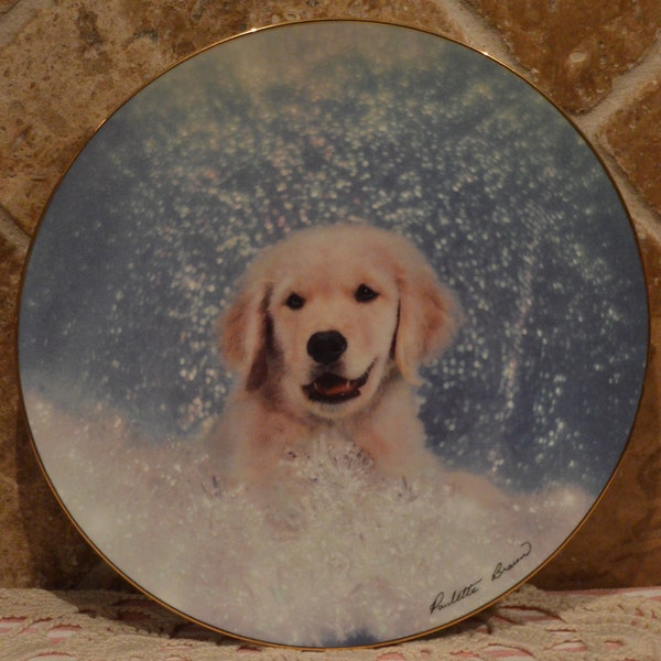 The Hamilton Collection~Partytime Puppy~Golden Puppy Portraits~1995~By Artist Paulette Braun