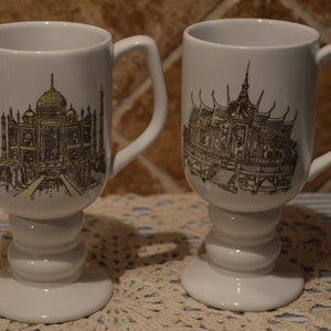 Two Kaysons Fine Ironstone China Pedestal Mugs~5 3/4&quot; tall~1965 Kaysons Continental Cup~Nice Vintage Condition