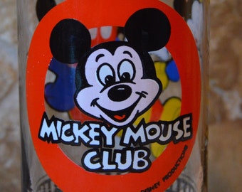 Mickey Mouse Club Glass~1970s~5" Tall~Excellent Graphics~Disneyana~Walt Disney Productions