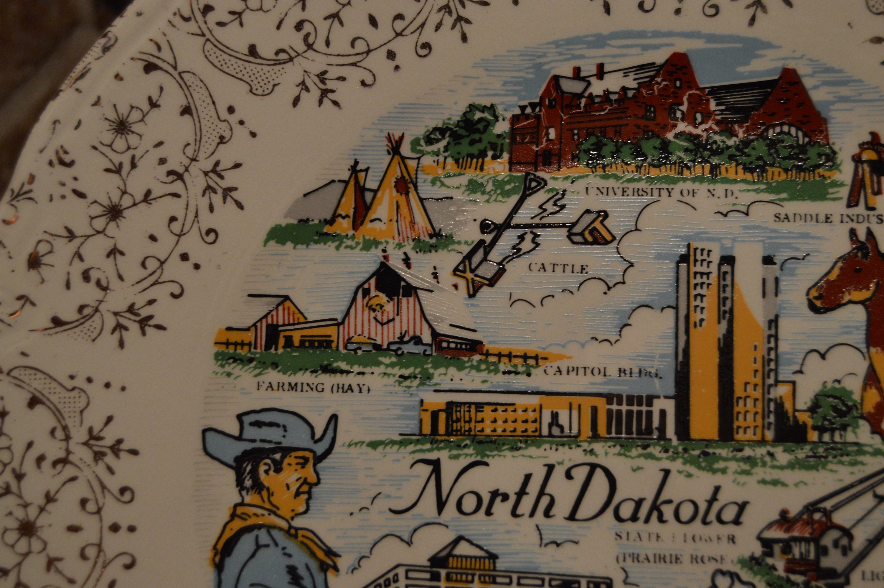 Vintage North Dakota Collector Plate9 1/2 in Etsy