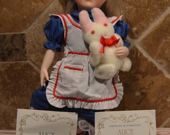 Franklin Heirloom Dollsalice in Wonderland13 Tallcarol Lawsonwith Scary Jointed Bunny1988 Etsy