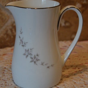 Adorable Noritake Gail Creamer #6710~Just Over 4&quot; Tall At Spout~Discontinued in 1971~Pink Rosebuds~Gray Leaves~Excellent Condition!