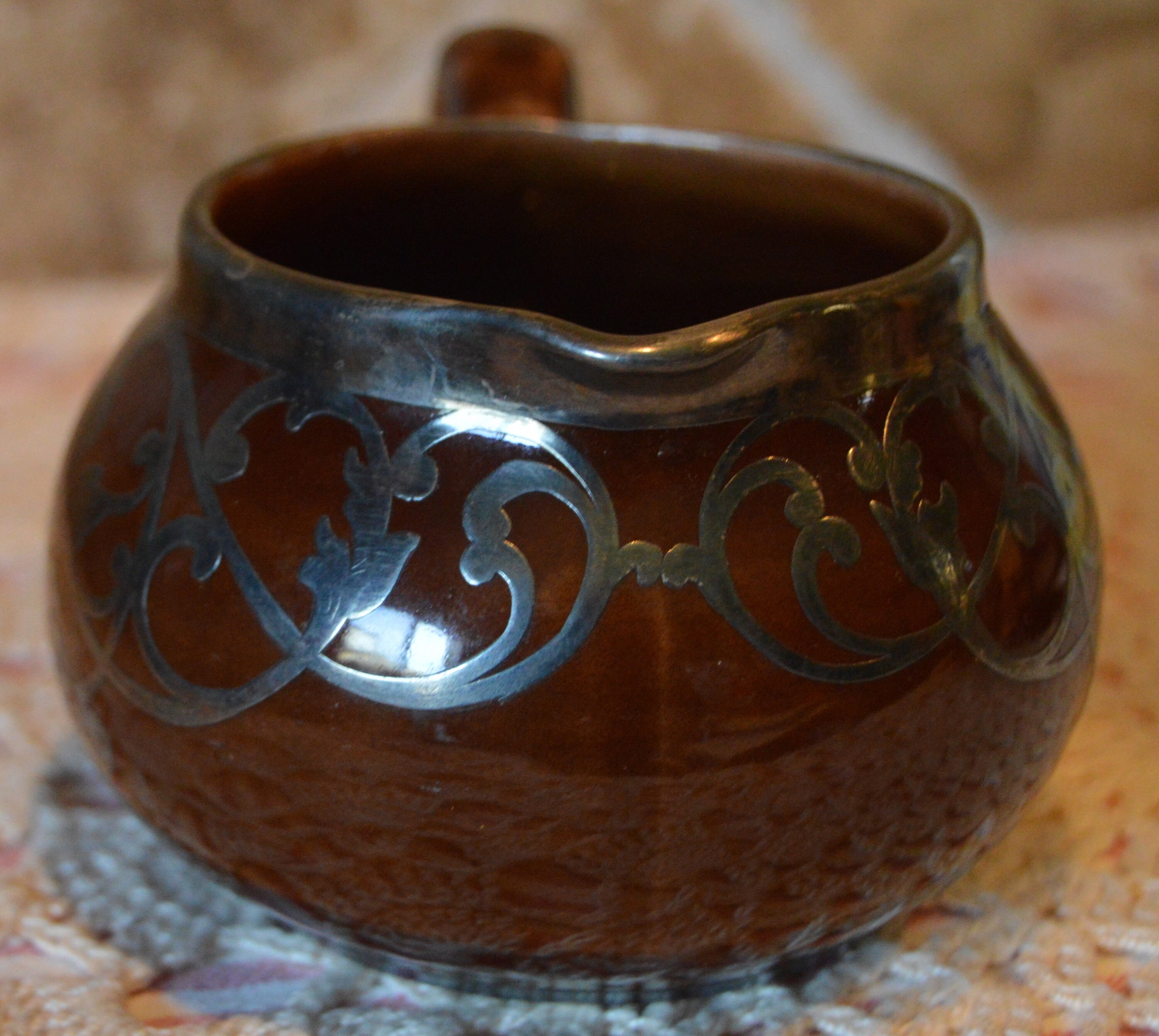 Art Nouveau Sterling Silver Overlay Creamer~langley Mill Art Nouveau Sterling Silver Overlay Creamer~langley Mill