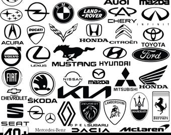 Paquete SVG de logotipos de marcas de coches, archivos cortados con láser (descarga digital)
