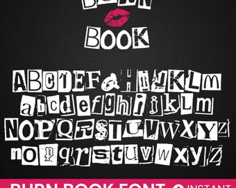 Fonte Burn Book, Letras Descoladas SVG PNG, Fonte Canva (Download Digital)