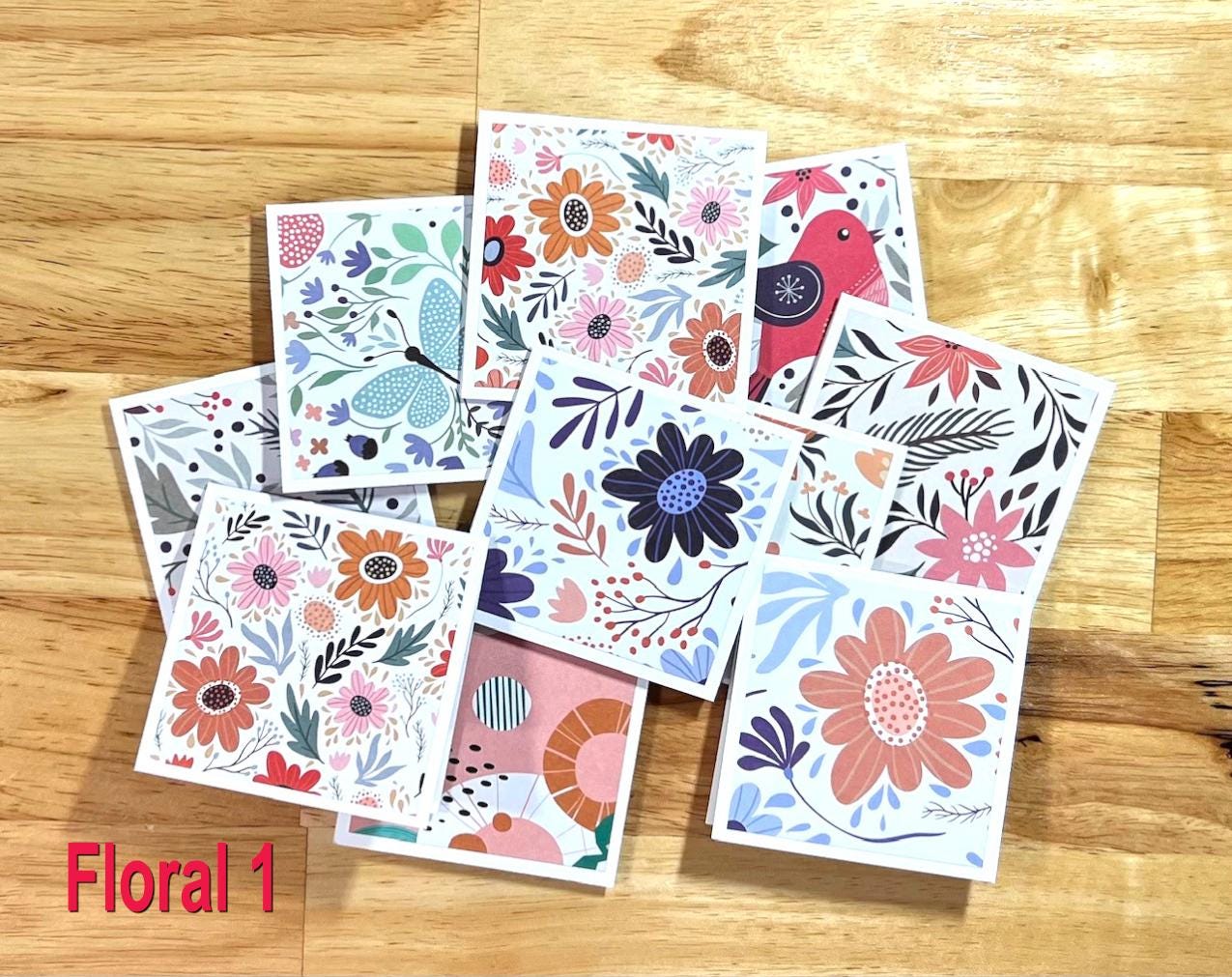 Floral Mini Note Cards (set of 10) - Etsy