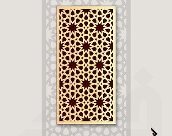 May include: A rectangular, gold-colored decorative panel with a geometric star pattern. The panel has a dark red background and is set against a light gray backdrop with a repeating star design. The text "CreationZ" is visible.