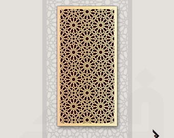 May include: A rectangular, gold-colored panel with an intricate, geometric star pattern. The panel is set against a light gray background with a subtle, repeating geometric design. The bottom right corner features a logo and the text "CreationZ".
