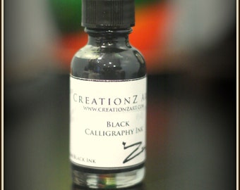 Calligraphy Ink - Jet Black - Ideal for use with Bamboo Pens and Dip pens