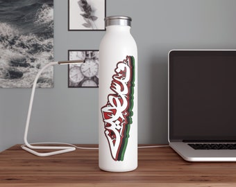 Palestine Water Bottle - Slim Water Bottle with Palestine map