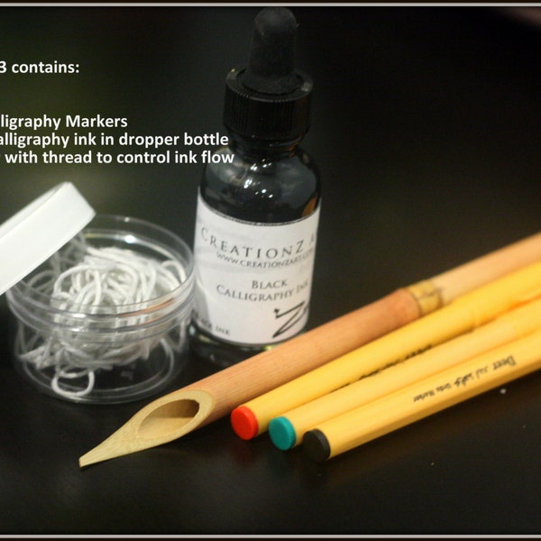 Calligraphy Kit - Bamboo Calligraphy pens, Markers, and Ink - Most basic yet very versatile tool used in Arabic calligraphy