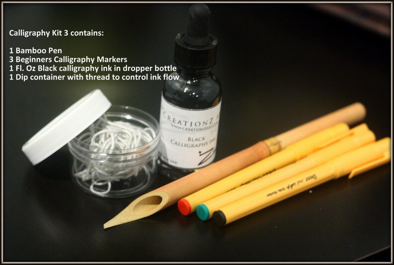 Calligraphy Kit Bamboo Calligraphy Pens Markers and Ink Etsy