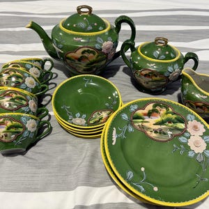 Vintage hand painted tea set