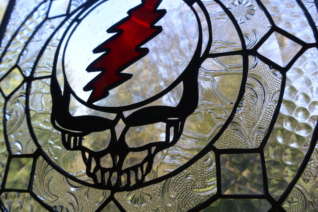 Stained Glass Grateful Dead Lightning Bolt Skull - Etsy