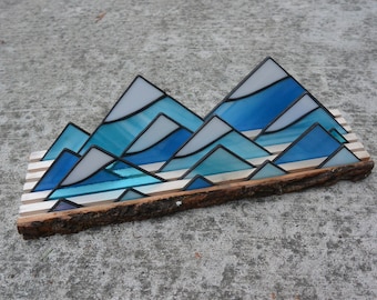 Stained Glass Mountain Arrangement in Turquoise