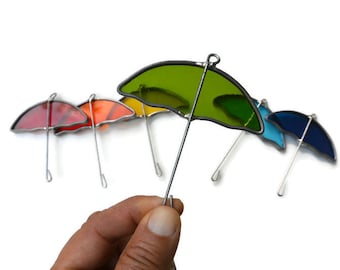 Stained Glass Umbrellas in Rainbow - set of 6