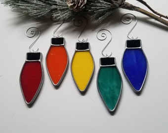 Stained Glass Christmas Lights Opaque Rainbow set of 5