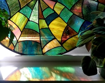 Stained Glass Spider Web Round