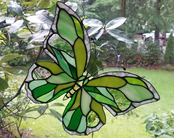 Stained Glass Butterfly in Green