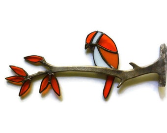 Stained Glass Chickadee in Orange