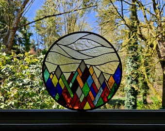 Stained Glass Rainbow Mountains Round
