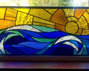 Stained Glass Sunset Over Water