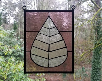 Stained Glass Leaf in Clear Texture and Lavender