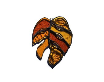 Stained Glass Monstera in Amber
