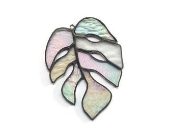Stained Glass Monstera in Clear Iridescent Textures