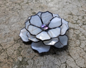 Stained Glass Succulent Flower in White