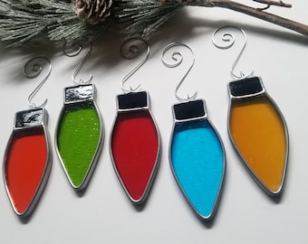 Stained Glass Christmas Lights set of 5 in Rainbow