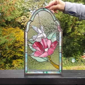 Stained Glass Hummingbird on Poppy