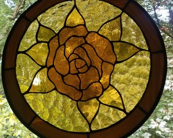 Stained Glass Amber Rose
