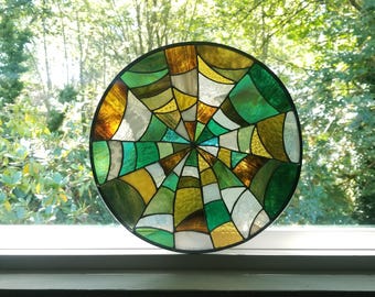 Stained Glass Spider Web Round