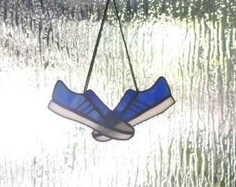Stained Glass Hanging Shoes
