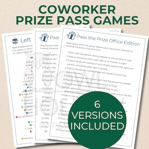 Coworker Pass the Prize Games | Team Building Games | Printable Fun Office Games | Icebreaker Games | Happy Hour Games | Office Left Right