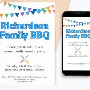 Family Reunion Invitation | BBQ Reunion Party Invite Template | Reunion Flyer Canva Editable | Downloadable | Reunion Announcement