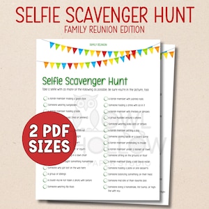 Family Reunion Scavenger Hunt | Selfie Scavenger Hunt | Reunion Icebreaker Activity | Family Party Photo Game | Printable Activity No Prep