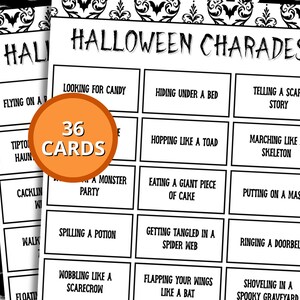 Halloween Charades | Printable Charades | Halloween Games for Family | Halloween Party Printable | Halloween Game Night | All Ages