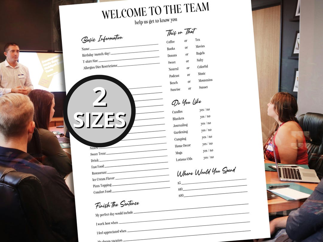 Employee Worksheet.pdf Team Building Get to Know Me Questionnaire: Employee Worksheet (PDF) - Etsy