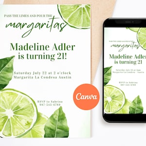 21st Birthday Invitation | Digital Invite | Printable Download | Drinks & Margaritas | Party Invite | For Her | Downloadable Invitation