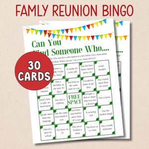 Family Reunion BINGO | Family Reunion Party Games | Find Someone Who Summer Bingo | Reunion Icebreaker Activity | Family Party Game