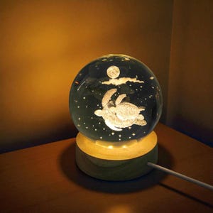 Sea Turtle Night Light, Personalised Fish Snow Globe, Sea Turtle Night Lamp, Bedside Desk Lamp, Cute Room Decor, Cute Turtle Gift